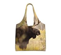 Zouey Borsa in tela a spalla singola, borsa in tela per donna, borsa a tracolla, borsa della spesa, animale selvatico, alce, Stan nella foresta