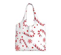 Zouey Borsa in tela a spalla singola, borsa in tela per donna, borsa a tracolla, borsa della spesa, bastoncino di zucchero rosso natalizio