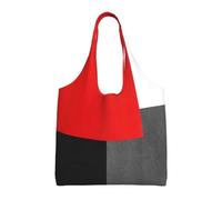 Zouey Borsa in tela a spalla singola, borsa in tela per donna, borsa a tracolla, borsa della spesa, blocco geometrico rosso grigio nero e bianco