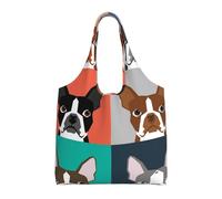 Zouey Borsa in tela a spalla singola, borsa in tela per donna, borsa a tracolla, borsa della spesa, cane Boston Terrier