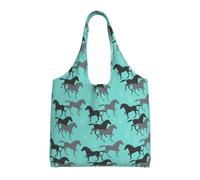 Zouey Borsa in tela a spalla singola, borsa in tela per donna, borsa a tracolla, borsa della spesa, cavalli selvaggi