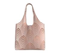 Zouey Borsa in tela a spalla singola, borsa in tela per donna, borsa a tracolla, borsa della spesa, conchiglie Art Déco rosa, grigio rame, squame