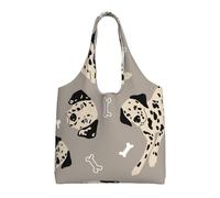 Zouey Borsa in tela a spalla singola, borsa in tela per donna, borsa a tracolla, borsa della spesa, dalmata e ossa su grigio