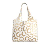Zouey Borsa in tela a spalla singola, borsa in tela per donna, borsa a tracolla, borsa della spesa, elegante leopardo bianco oro e ghepardo