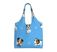 Zouey Borsa in tela a spalla singola, borsa in tela per donna, borsa a tracolla, borsa della spesa, grazioso motivo con cani Jack Russell Terrier con ossa