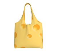Zouey Borsa in tela a spalla singola, borsa in tela per donna, borsa a tracolla, borsa della spesa, motivo a formaggio giallo