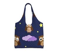 Zouey Borsa in tela a spalla singola, borsa in tela per donna, borsa a tracolla, borsa della spesa, motivo gufo cartone animato