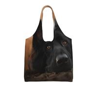 Zouey Borsa in tela a spalla singola, borsa in tela per donna, borsa a tracolla, borsa della spesa, pastore tedesco nero, autunno, bokeh, tedesco