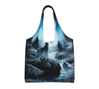 Zouey Borsa in tela a spalla singola, borsa in tela per donna, borsa a tracolla, borsa della spesa, risentimento del lupo