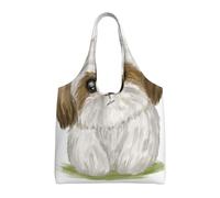 Zouey Borsa in tela a spalla singola, borsa in tela per donna, borsa a tracolla, borsa della spesa, simpatico cane Moe Shih Tzu