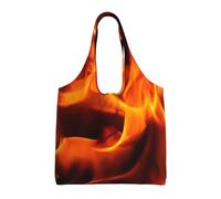 Zouey Borsa in tela a spalla singola, borsa in tela per donna, borsa a tracolla, borsa della spesa, teschio, drago, fiamme, fuoco ardente