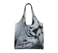 Zouey Borsa in tela a spalla singola, borsa in tela per donna, borsa a tracolla, borsa della spesa, tigre bianca al buio