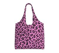Zouey Borsa in tela monospalla, borsa in tela per donna, borsa a tracolla, borsa della spesa, leopardo fucsia rosa