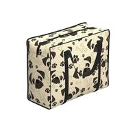 Zouey Borsa per la spesa pieghevole e riutilizzabile, borsa per la biancheria portatile con cerniera e maniglia robusta, fantasia con cane carlino