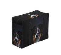 Zouey Borsa per la spesa pieghevole e riutilizzabile, borsa per la biancheria portatile con cerniera e maniglia robusta, con stampa del ritratto di un Border Collie