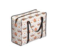 Zouey Borsa per la spesa pieghevole e riutilizzabile, borsa per la biancheria portatile con cerniera e manico robusto, stampa zucca autunnale