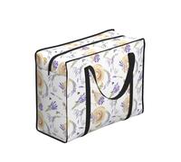 Zouey Borsa per la spesa pieghevole e riutilizzabile, borsa per la biancheria portatile con cerniera e manico robusto, stile provenzale rustico e grazioso color lavanda.
