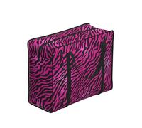 Zouey Borsa per la spesa pieghevole e riutilizzabile, borsa per la biancheria portatile con cerniera e maniglia robusta, fantasia zebra rosa