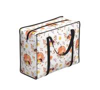 Zouey Borsa per la spesa pieghevole e riutilizzabile, borsa per la biancheria portatile con cerniera e manico robusto, stampa zucca autunnale