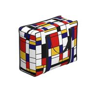 Zouey Borsa per la spesa pieghevole e riutilizzabile, borsa per la biancheria portatile con cerniera e manico robusto, stile Mondrian