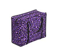 Zouey Borsa per la spesa pieghevole e riutilizzabile, borsa per la biancheria portatile con cerniera e maniglia robusta, fantasia leopardata viola e rosa