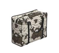 Zouey Borsa per la spesa pieghevole e riutilizzabile, borsa per la biancheria portatile con cerniera e maniglia robusta, stampa di pecora bianca e nera in stile cartone animato.