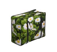 Zouey Borsa per la spesa pieghevole e riutilizzabile, borsa per la biancheria portatile con cerniera e manico robusto, con un bel motivo floreale a margherita.