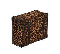 Zouey Borsa per la spesa pieghevole e riutilizzabile, borsa per la biancheria portatile con cerniera e maniglia robusta, stampa leopardata scura