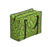 Zouey Borsa per la spesa pieghevole e riutilizzabile, borsa per la biancheria portatile con cerniera e manico robusto, fantasia kiwi verde.