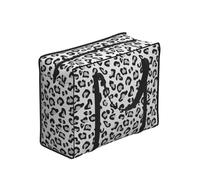 Zouey Borsa per la spesa pieghevole e riutilizzabile, borsa per la biancheria portatile con cerniera e maniglia robusta, stampa leopardata in bianco e nero