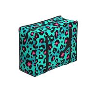 Zouey Borsa per la spesa pieghevole e riutilizzabile, borse per la biancheria portatili con cerniera e maniglia robusta, fantasia leopardata