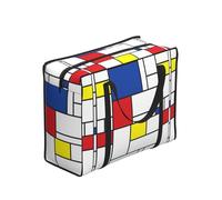Zouey Borsa per la spesa pieghevole e riutilizzabile, borse per la biancheria portatili con cerniera e maniglia robusta, stile minimalista Mondrian De Stijl Arte moderna