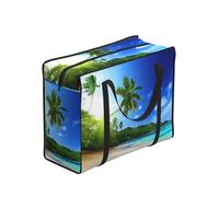 Zouey Borsa per la spesa pieghevole e riutilizzabile, sacchi per la biancheria portatili con cerniera e maniglia robusta, paesaggio nordico con cielo e oceano delle Hawaii.