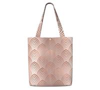 Zouey Borsa tote in tela per donna, borse a tracolla capienti, borse tote riutilizzabili per la spesa, rosa, rame grigio Art Déco, conchiglie, squame