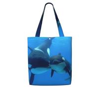 Zouey Borsa tote in tela per donna, borse a tracolla capienti, borse tote riutilizzabili per la spesa, motivo con squalo carino, motivo con orca assassina