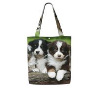 Zouey Borsa tote in tela per donna, borse a tracolla capienti, borse tote riutilizzabili per la spesa, quartetto di cuccioli di pastore australiano