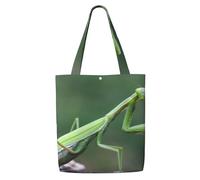 Zouey Borsa tote in tela per donna, borse a tracolla capienti, borse tote riutilizzabili per la spesa, mantide religiosa verde