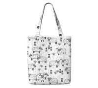 Zouey Borsa tote in tela per donna, borse a tracolla capienti, borse tote riutilizzabili per la spesa, design di animali da fattoria grigi e bianchi