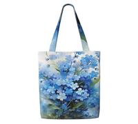 Zouey Borsa tote in tela per donna, borse a tracolla capienti, borse tote riutilizzabili per la spesa, fiori acquerello non ti scordar di me