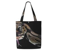 Zouey Borsa tote in tela per donna, borse a tracolla capienti, borse tote riutilizzabili per la spesa, pitone e serpente