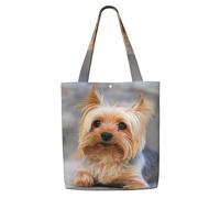 Zouey Borsa tote in tela per donna, borse a tracolla capienti, borse tote riutilizzabili per la spesa, ritratto di uno Yorkshire Terrier in miniatura, foto di uno Yorkshire