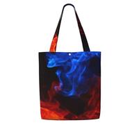 Zouey Borsa tote in tela per donna, borse a tracolla capienti, borse tote riutilizzabili per la spesa, fiamma rossa e blu