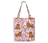 Zouey Borsa tote in tela per donna, borse a tracolla capienti, borse tote riutilizzabili per la spesa, razza di cane Ruby Cavoodle Cavapoo Cherry