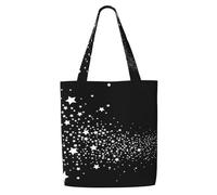 Zouey Borsa tote in tela per donna, borse a tracolla capienti, borse tote riutilizzabili per la spesa, motivo a stella, stella cadente, nero e bianco