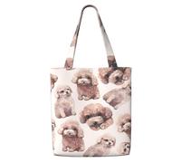 Zouey Borsa tote in tela per donna, borse a tracolla capienti, borse tote riutilizzabili per la spesa, soffice barboncino giocattolo