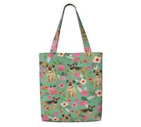 Zouey Borsa tote in tela per donna, borse a tracolla capienti, borse tote riutilizzabili per la spesa, razza di cane Border Terrier Florals