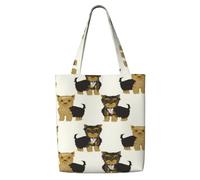 Zouey Borsa tote in tela per donna, borse a tracolla capienti, borse tote riutilizzabili per la spesa, Yorkshire Terrier, simpatico cane Yorkie
