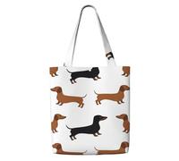 Zouey Borsa tote in tela per donna, borse a tracolla capienti, borse tote riutilizzabili per la spesa, stampa con bassotto e cani domestici