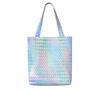 Zouey Borsa tote in tela per donna, borse a tracolla capienti, borse tote riutilizzabili per la spesa, ologramma arcobaleno colorato