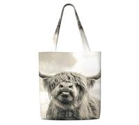 Zouey Borsa tote in tela per donna, borse a tracolla capienti, borse tote riutilizzabili per la spesa, stampa di mucca divertente